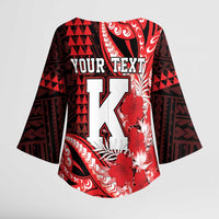 Personalised Hawaii Kalani High School Kimono Sleeve Blouse Tribal Tattoo With Hibiscus Flowers