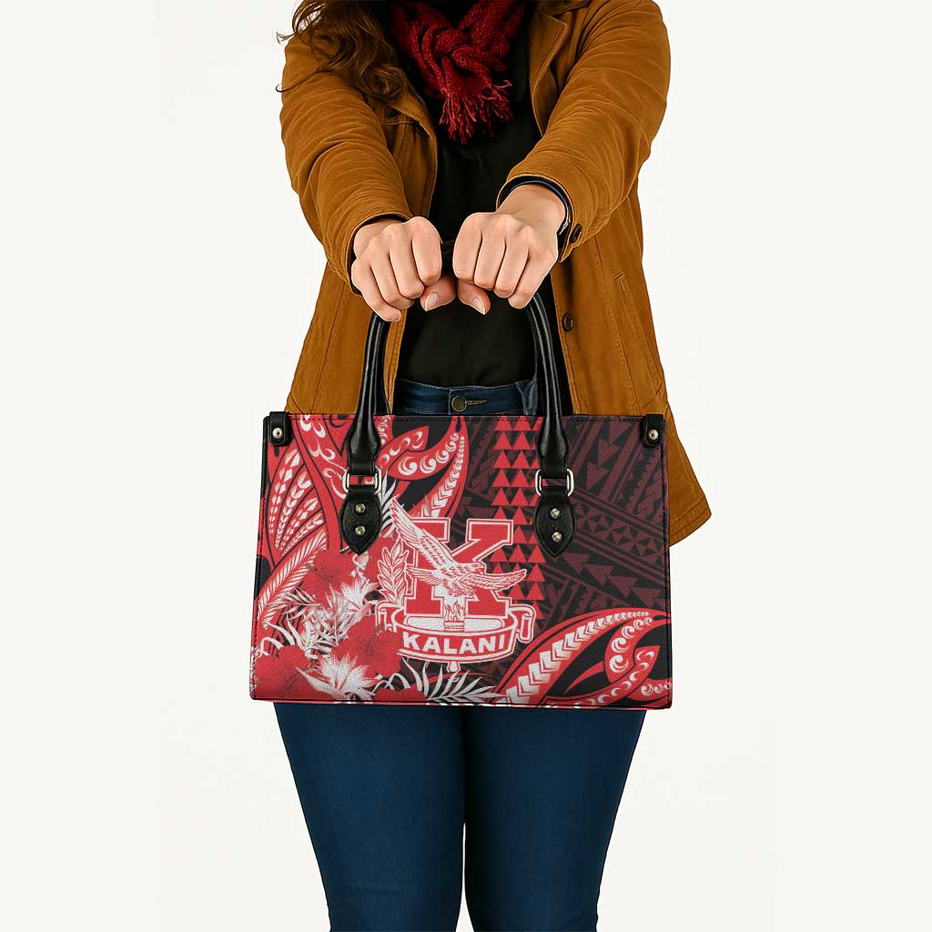 Hawaii Kalani High School Leather Bag Tribal Tattoo With Hibiscus Flowers