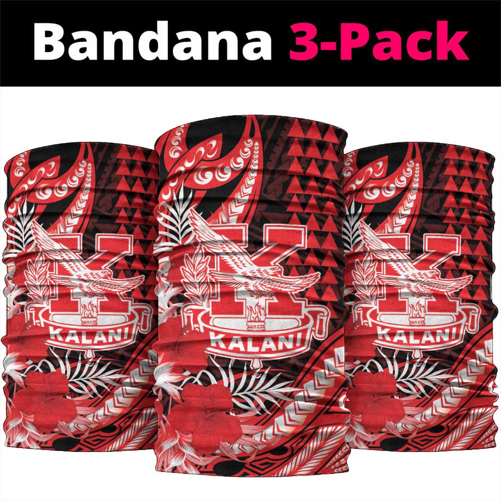Hawaii Kalani High School Neck Gaiter Tribal Tattoo With Hibiscus Flowers