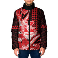 Personalised Hawaii Kalani High School Padded Jacket Tribal Tattoo With Hibiscus Flowers