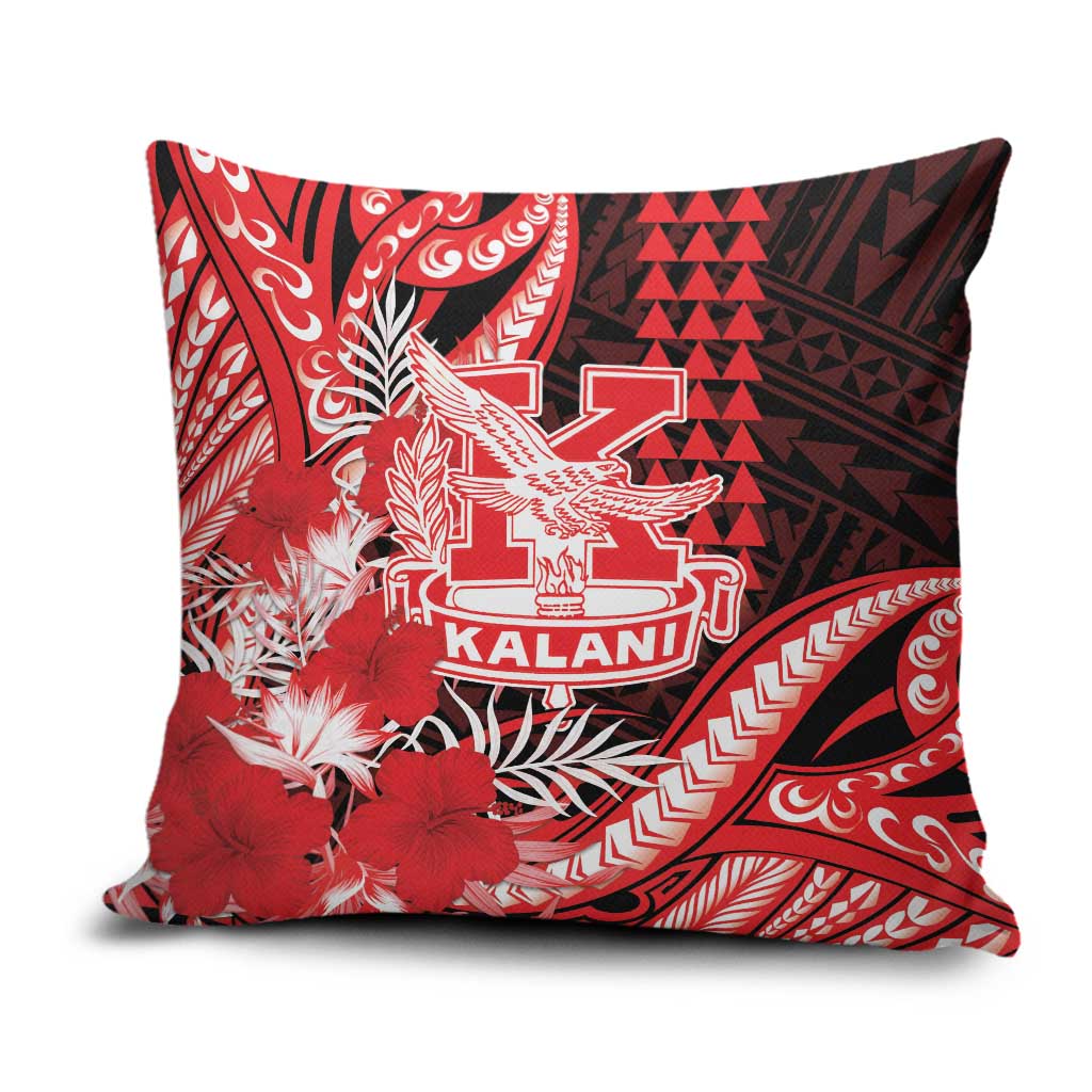 Hawaii Kalani High School Pillow Cover Tribal Tattoo With Hibiscus Flowers