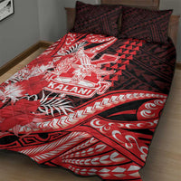 Hawaii Kalani High School Quilt Bed Set Tribal Tattoo With Hibiscus Flowers