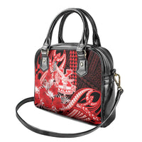 Hawaii Kalani High School Shoulder Handbag Tribal Tattoo With Hibiscus Flowers