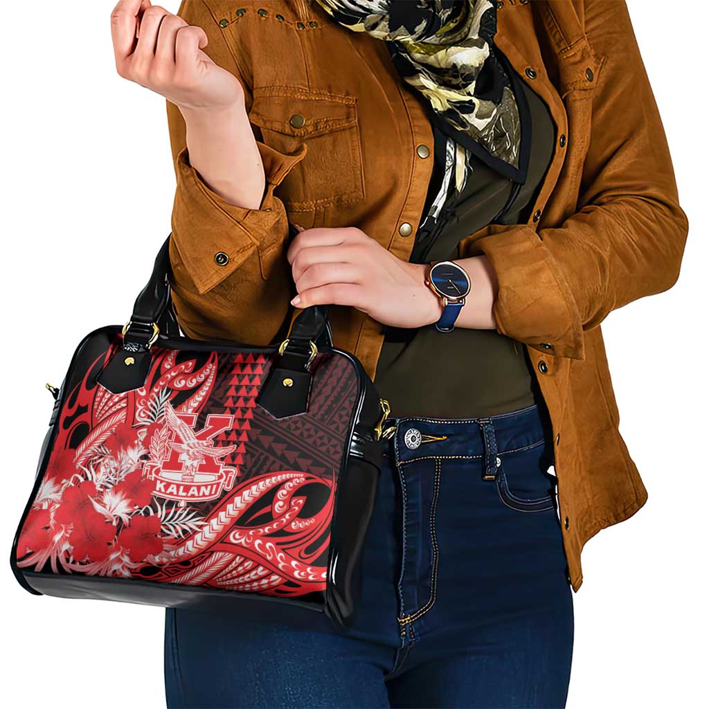 Hawaii Kalani High School Shoulder Handbag Tribal Tattoo With Hibiscus Flowers