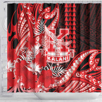 Hawaii Kalani High School Shower Curtain Tribal Tattoo With Hibiscus Flowers