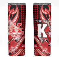 Personalised Hawaii Kalani High School Skinny Tumbler Tribal Tattoo With Hibiscus Flowers LT05 Red - Polynesian Pride