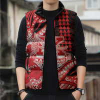 Personalised Hawaii Kalani High School Sleeveless Puffer Jacket Tribal Tattoo With Hibiscus Flowers
