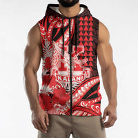 Personalised Hawaii Kalani High School Sleeveless Zip Hoodie Tribal Tattoo With Hibiscus Flowers LT05 - Polynesian Pride