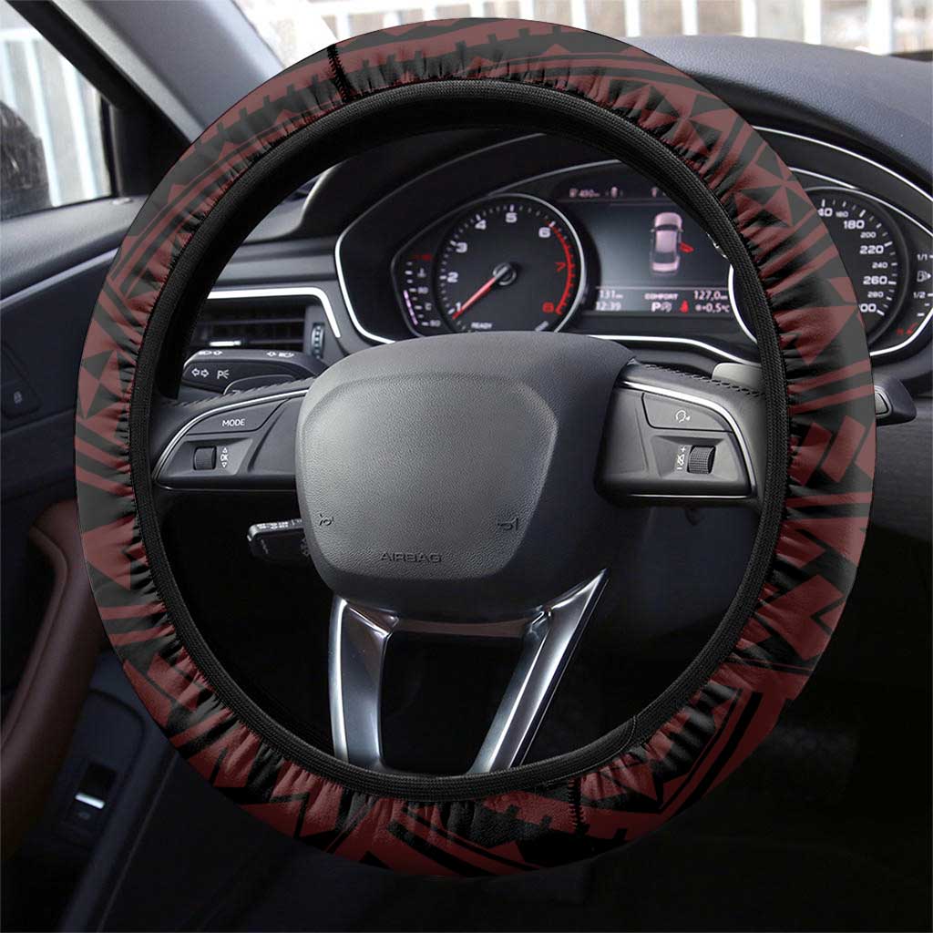 Hawaii Kalani High School Steering Wheel Cover Tribal Tattoo With Hibiscus Flowers