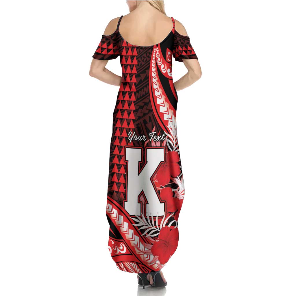 Personalised Hawaii Kalani High School Summer Maxi Dress Tribal Tattoo With Hibiscus Flowers