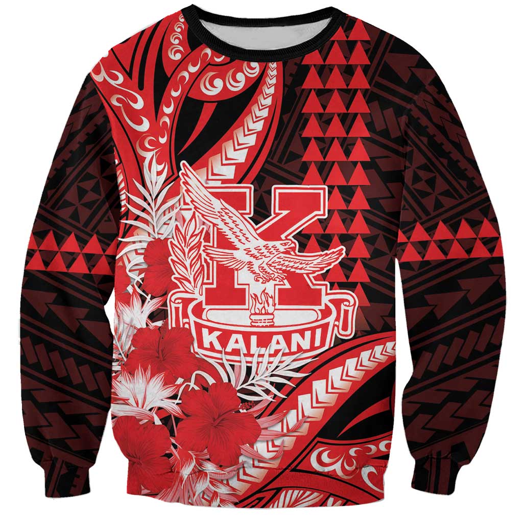 Personalised Hawaii Kalani High School Sweatshirt Tribal Tattoo With Hibiscus Flowers
