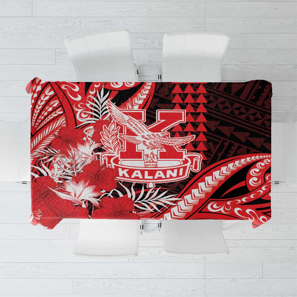 Hawaii Kalani High School Tablecloth Tribal Tattoo With Hibiscus Flowers