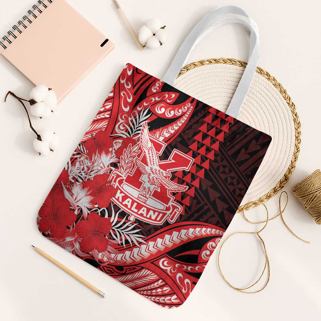 Hawaii Kalani High School Tote Bag Tribal Tattoo With Hibiscus Flowers