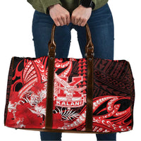 Hawaii Kalani High School Travel Bag Tribal Tattoo With Hibiscus Flowers