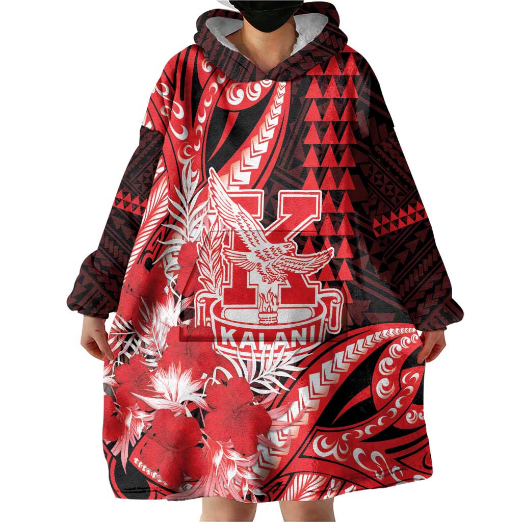 Personalised Hawaii Kalani High School Wearable Blanket Hoodie Tribal Tattoo With Hibiscus Flowers
