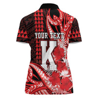 Personalised Hawaii Kalani High School Women Polo Shirt Tribal Tattoo With Hibiscus Flowers LT05 - Polynesian Pride
