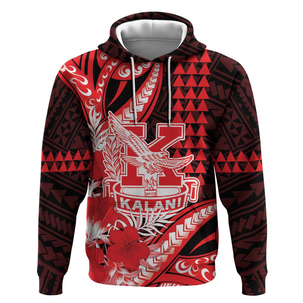 Personalised Hawaii Kalani High School Zip Hoodie Tribal Tattoo With Hibiscus Flowers