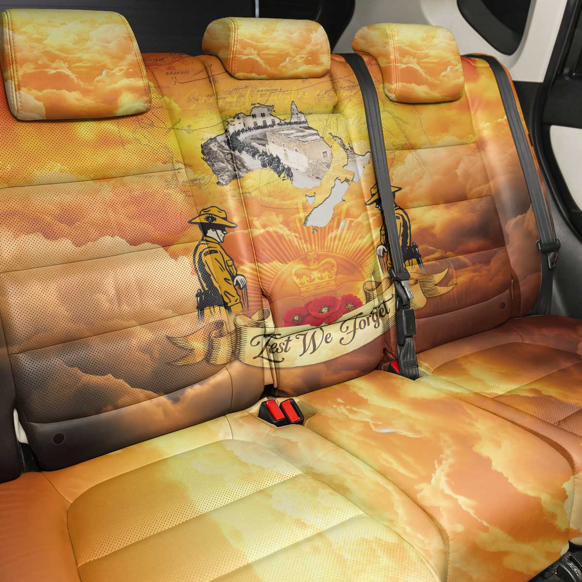 New Zealand And Australia ANZAC Day Back Car Seat Cover Sinai Palestine Campaign Lest We Forget