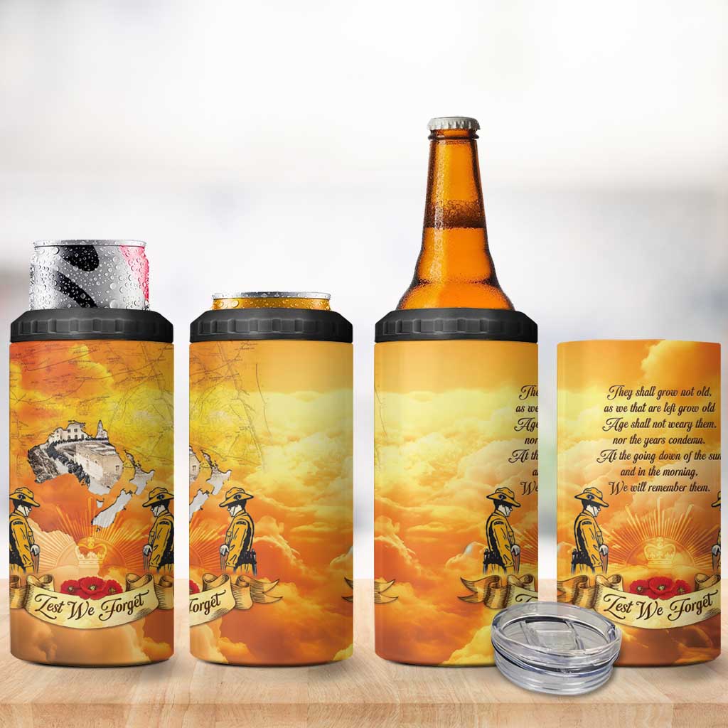 New Zealand And Australia ANZAC Day 4 in 1 Can Cooler Tumbler Sinai Palestine Campaign Lest We Forget LT05 - Polynesian Pride