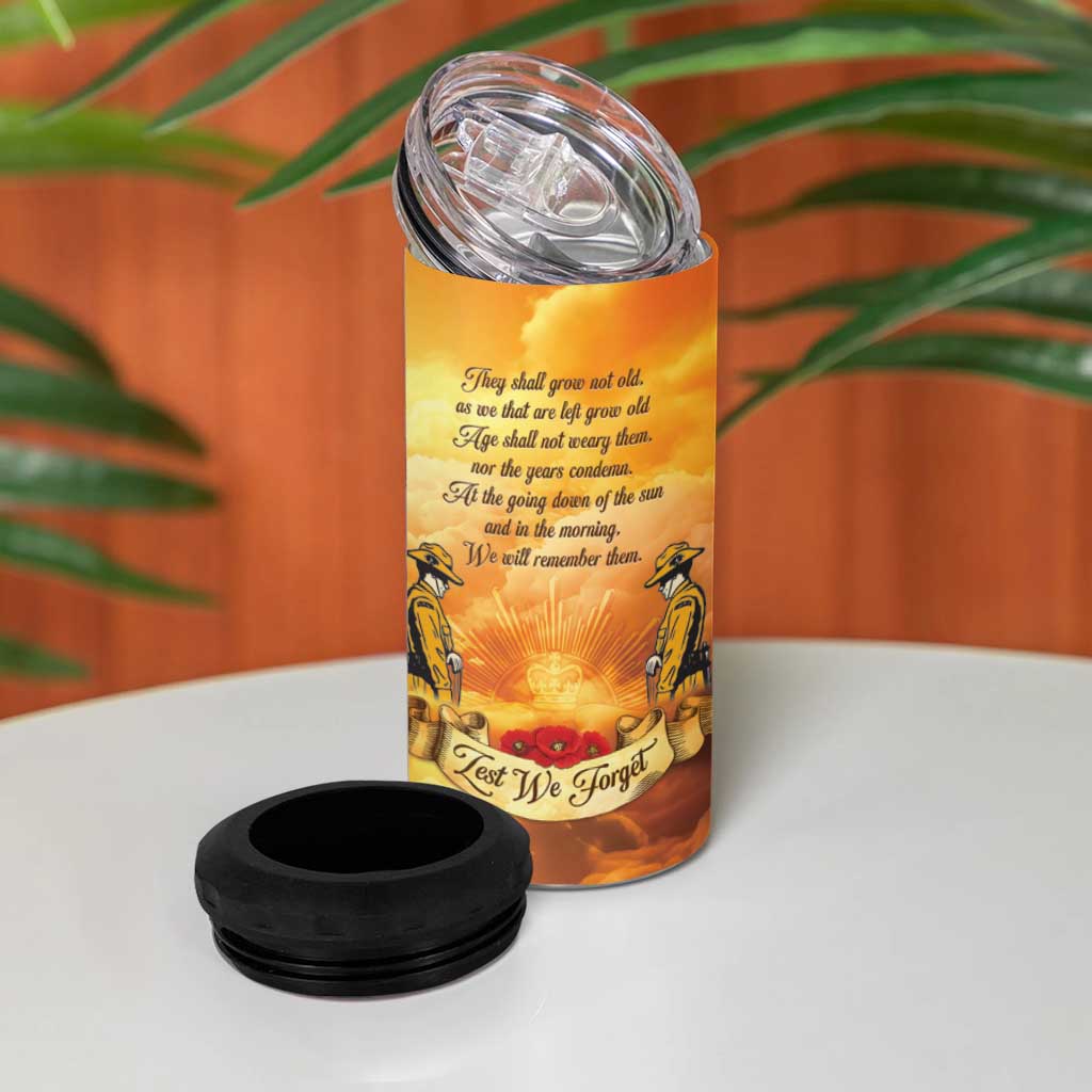 New Zealand And Australia ANZAC Day 4 in 1 Can Cooler Tumbler Sinai Palestine Campaign Lest We Forget LT05 - Polynesian Pride