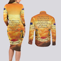 New Zealand And Australia ANZAC Day Couples Matching Long Sleeve Bodycon Dress and Long Sleeve Button Shirt Sinai Palestine Campaign Lest We Forget LT05 - Polynesian Pride