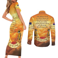 New Zealand And Australia ANZAC Day Couples Matching Short Sleeve Bodycon Dress and Long Sleeve Button Shirt Sinai Palestine Campaign Lest We Forget LT05 - Polynesian Pride