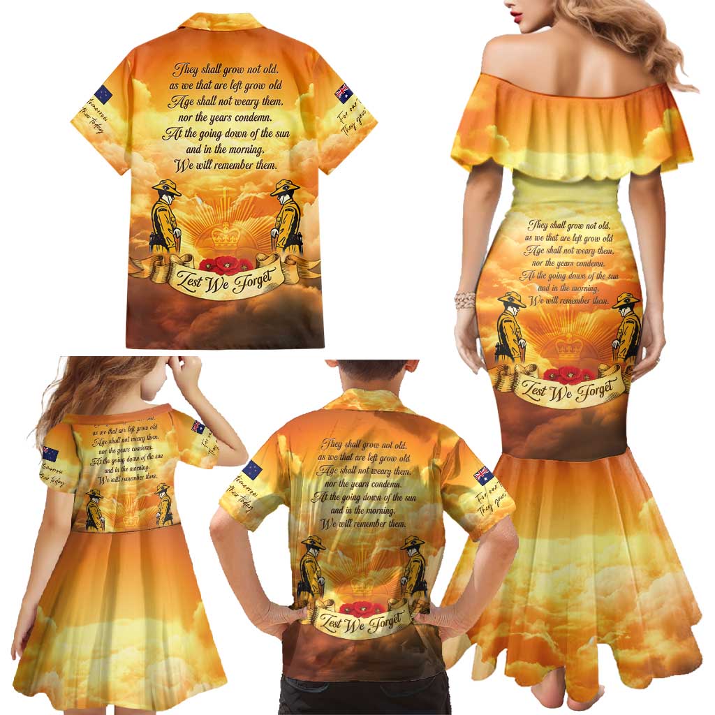 New Zealand And Australia ANZAC Day Family Matching Mermaid Dress and Hawaiian Shirt Sinai Palestine Campaign Lest We Forget LT05 - Polynesian Pride