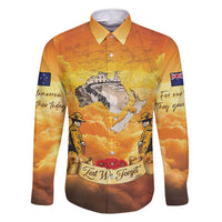 New Zealand And Australia ANZAC Day Family Matching Mermaid Dress and Hawaiian Shirt Sinai Palestine Campaign Lest We Forget LT05 Dad's Shirt - Long Sleeve Orange - Polynesian Pride