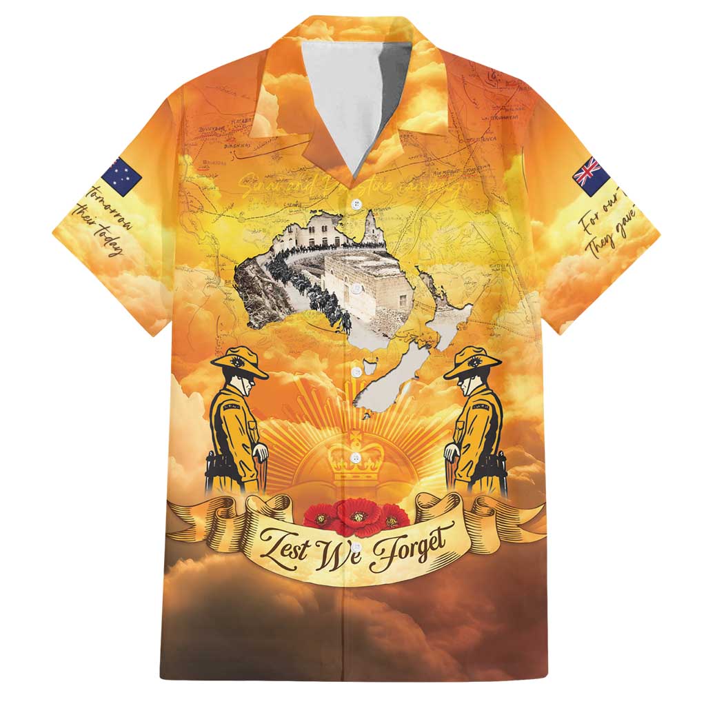 New Zealand And Australia ANZAC Day Family Matching Off Shoulder Maxi Dress and Hawaiian Shirt Sinai Palestine Campaign Lest We Forget