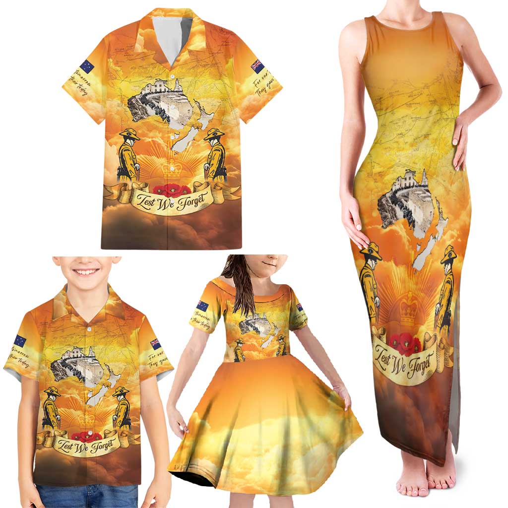 New Zealand And Australia ANZAC Day Family Matching Tank Maxi Dress and Hawaiian Shirt Sinai Palestine Campaign Lest We Forget