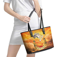 New Zealand And Australia ANZAC Day Leather Tote Bag Sinai Palestine Campaign Lest We Forget