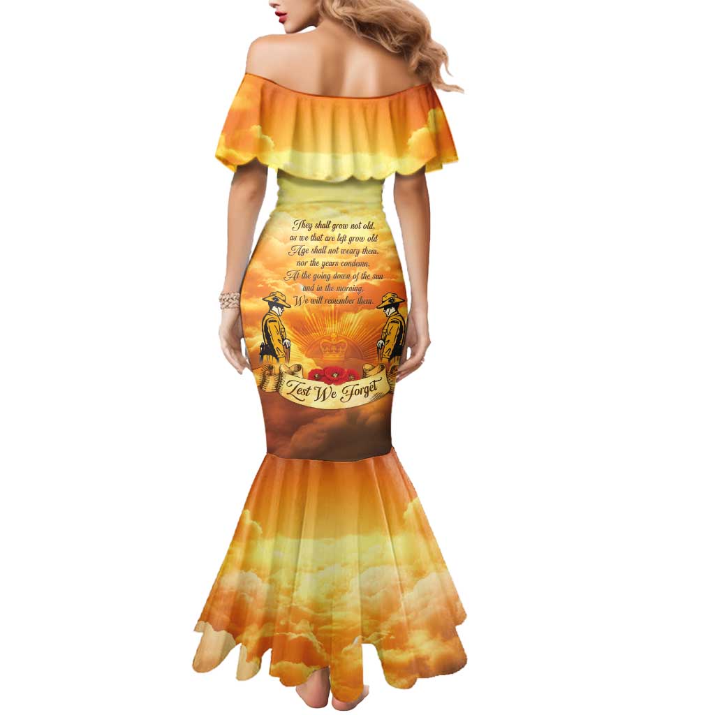 New Zealand And Australia ANZAC Day Mermaid Dress Sinai Palestine Campaign Lest We Forget LT05 - Polynesian Pride