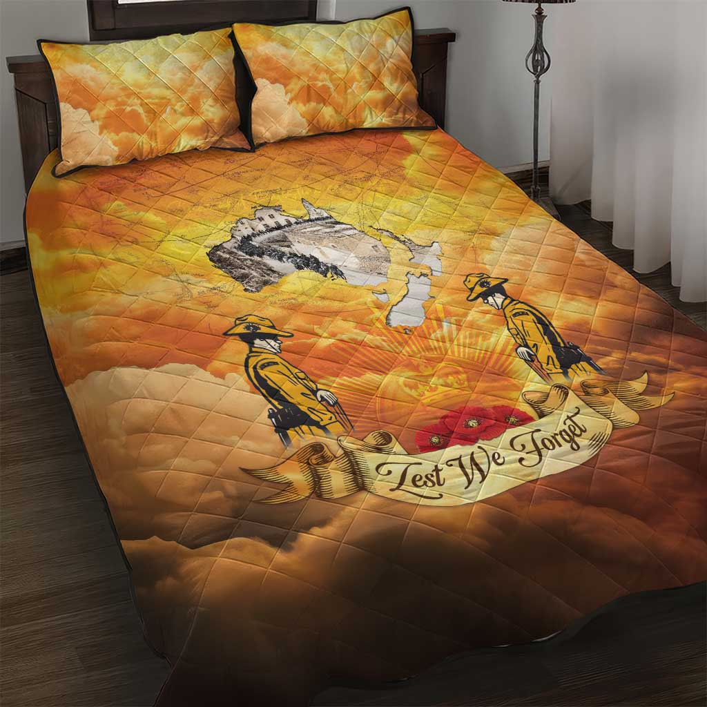 New Zealand And Australia ANZAC Day Quilt Bed Set Sinai Palestine Campaign Lest We Forget