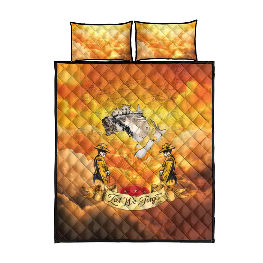 New Zealand And Australia ANZAC Day Quilt Bed Set Sinai Palestine Campaign Lest We Forget