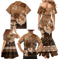 Tonga Emancipation Day Family Matching Mermaid Dress and Hawaiian Shirt Tongan Kupesi Ngatu Pattern Vintage Style LT05 - Polynesian Pride