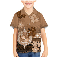 Tonga Emancipation Day Family Matching Mermaid Dress and Hawaiian Shirt Tongan Kupesi Ngatu Pattern Vintage Style LT05 Son's Shirt Brown - Polynesian Pride