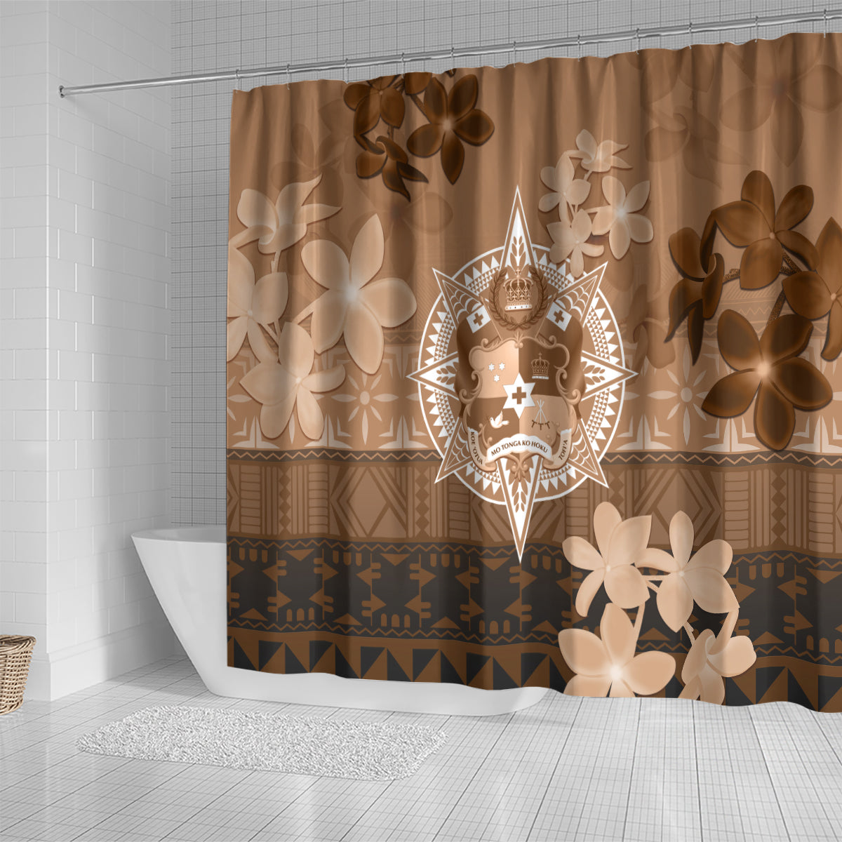 Tonga Emancipation Day Shower Curtain Tongan Kupesi Ngatu Pattern Vintage Style