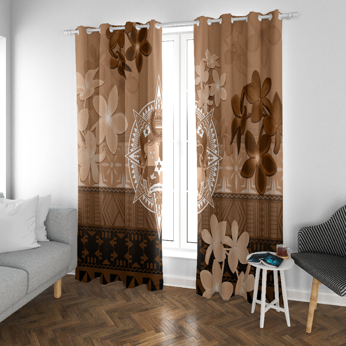 Tonga Emancipation Day Window Curtain Tongan Kupesi Ngatu Pattern Vintage Style