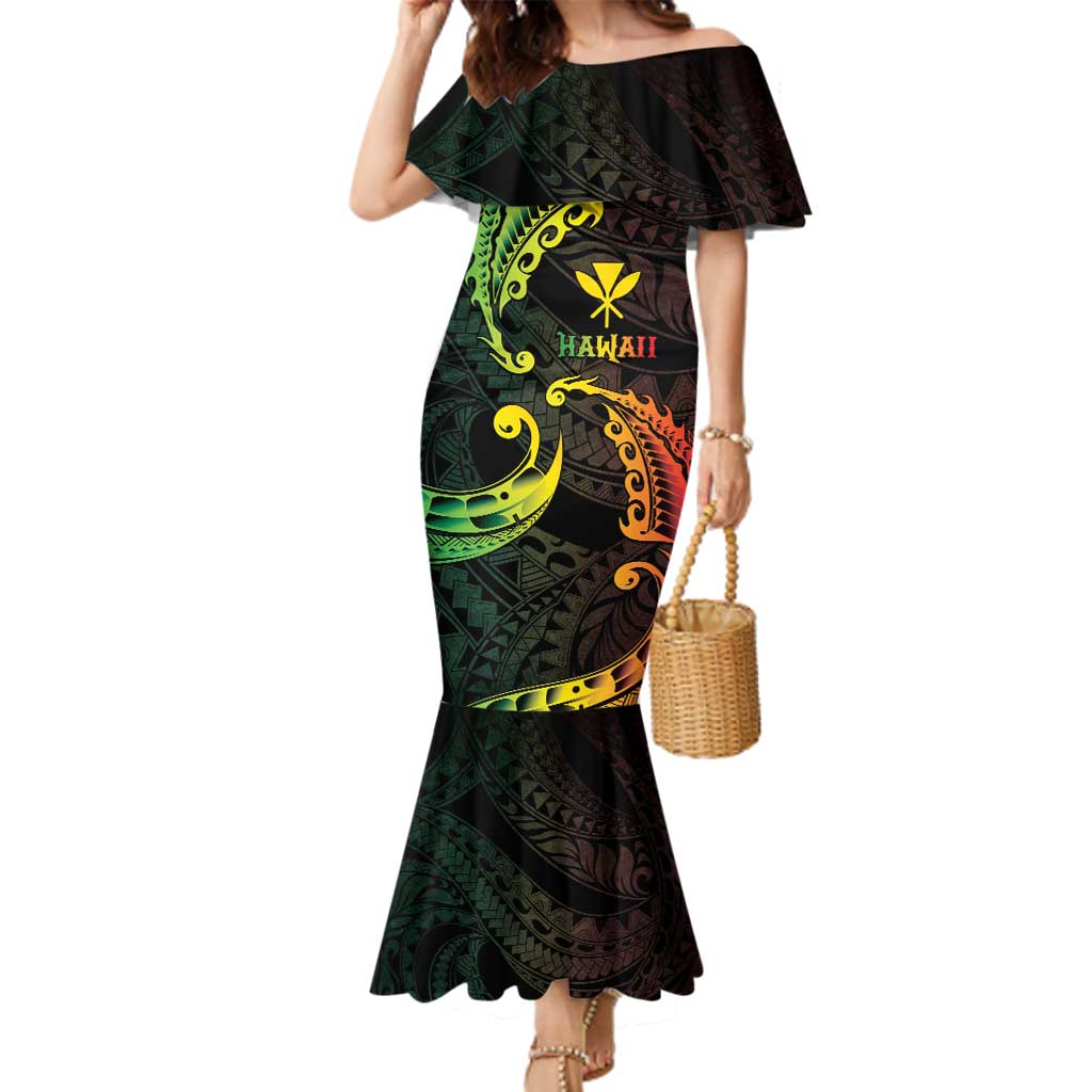 AAPI Heritage Month Family Matching Mermaid Dress and Hawaiian Shirt Kanaka Maoli Polynesian Tribal Wave