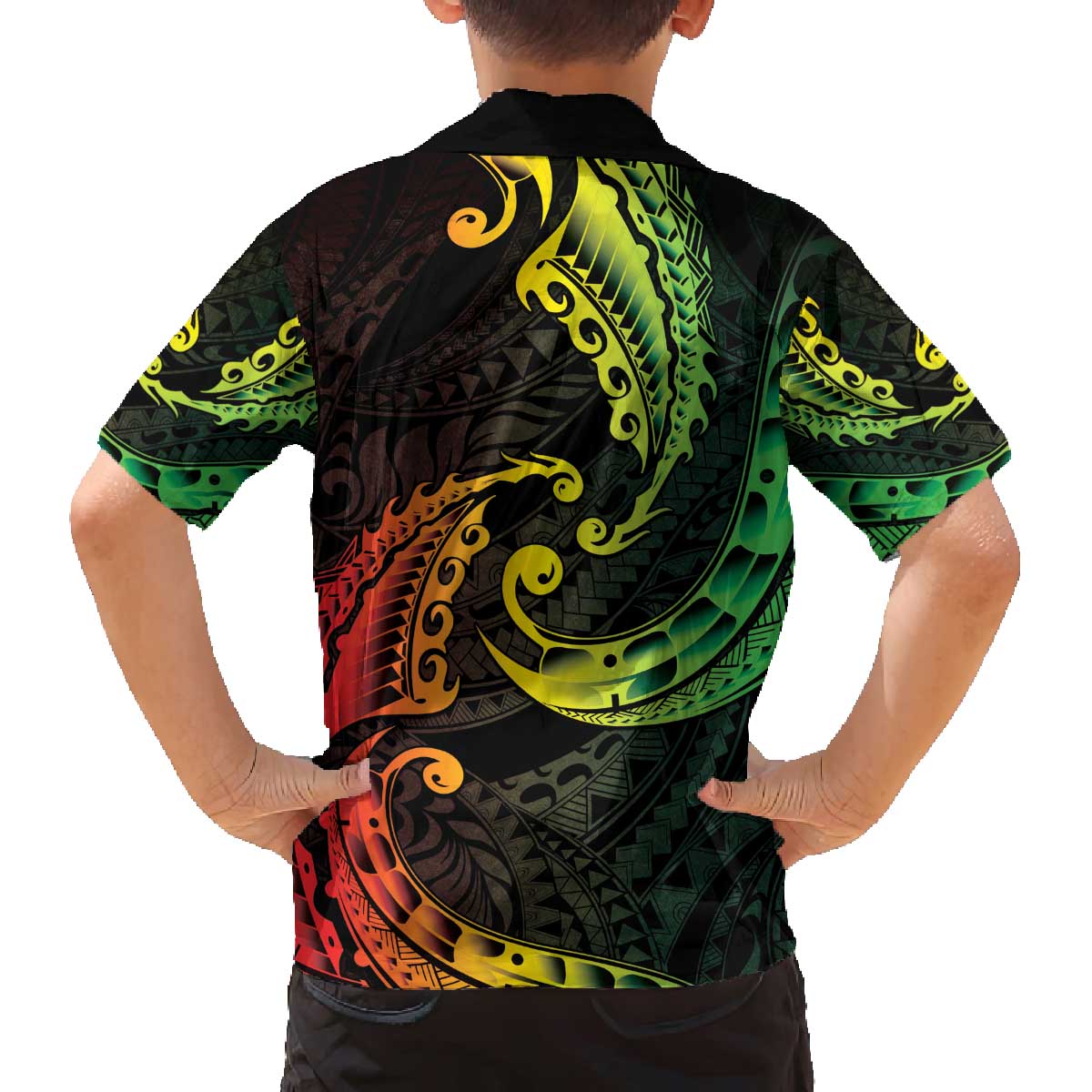 AAPI Heritage Month Family Matching Off The Shoulder Long Sleeve Dress and Hawaiian Shirt Kanaka Maoli Polynesian Tribal Wave