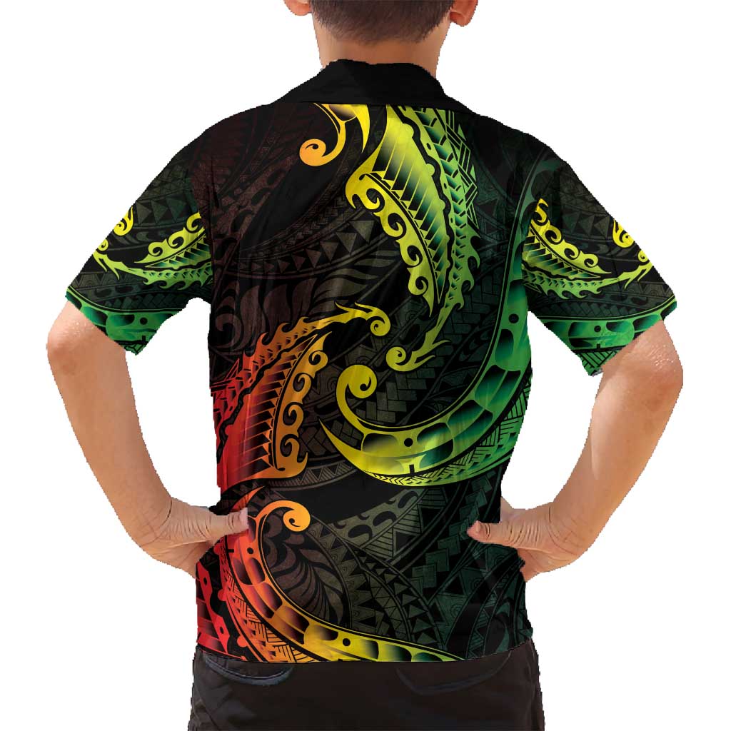 AAPI Heritage Month Family Matching Summer Maxi Dress and Hawaiian Shirt Kanaka Maoli Polynesian Tribal Wave