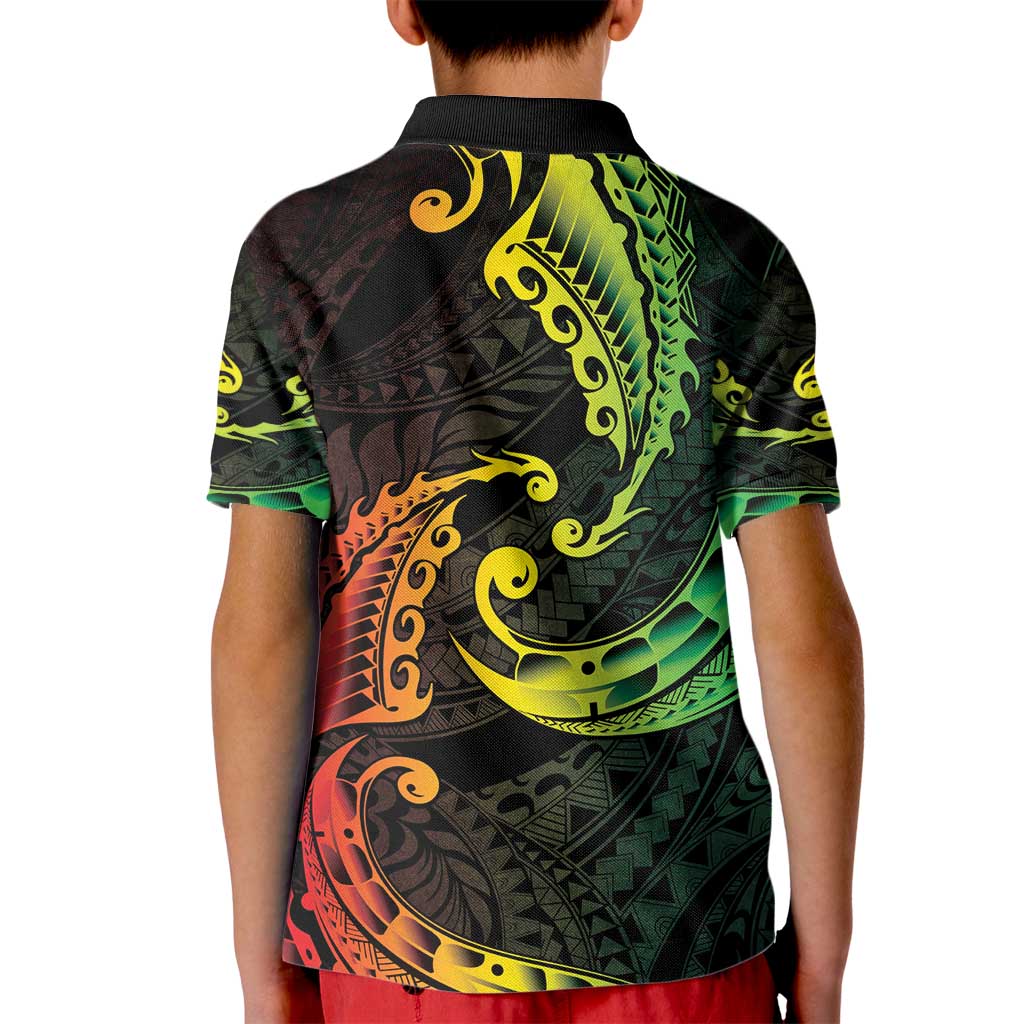 AAPI Heritage Month Kid Polo Shirt Kanaka Maoli Polynesian Tribal Wave
