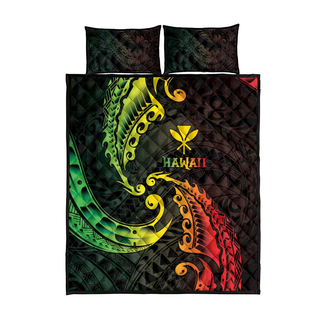 AAPI Heritage Month Quilt Bed Set Kanaka Maoli Polynesian Tribal Wave