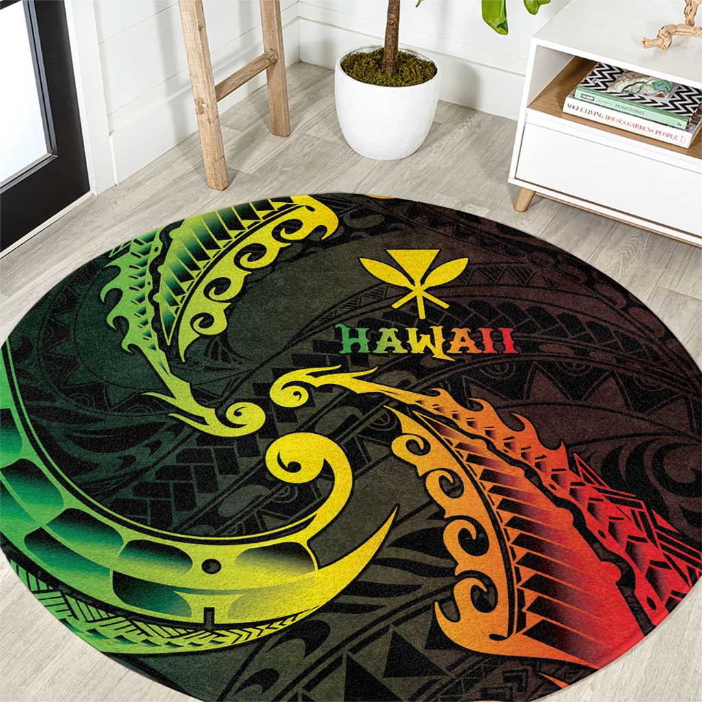 AAPI Heritage Month Round Carpet Kanaka Maoli Polynesian Tribal Wave