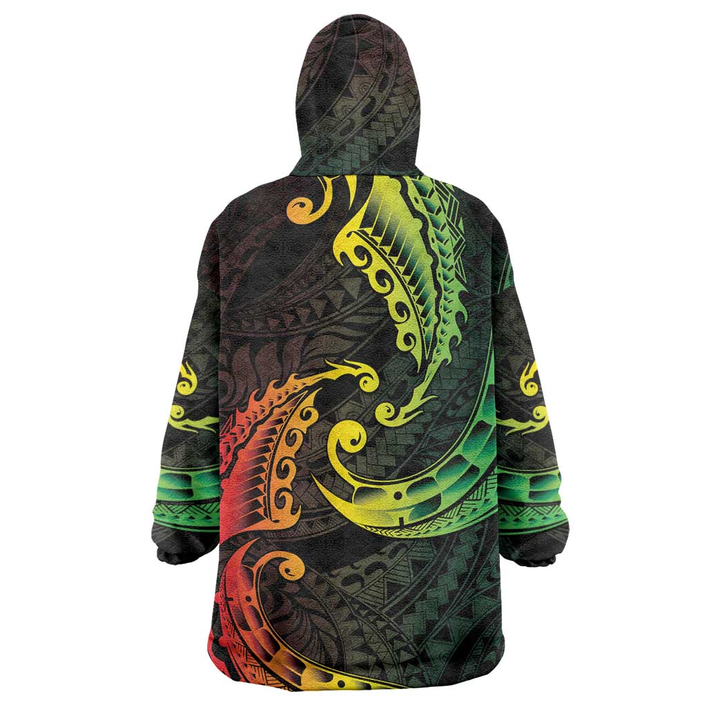 AAPI Heritage Month Wearable Blanket Hoodie Kanaka Maoli Polynesian Tribal Wave