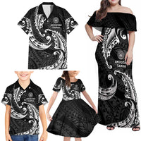AAPI Heritage Month Family Matching Off Shoulder Maxi Dress and Hawaiian Shirt American Samoa Polynesian Tribal Wave