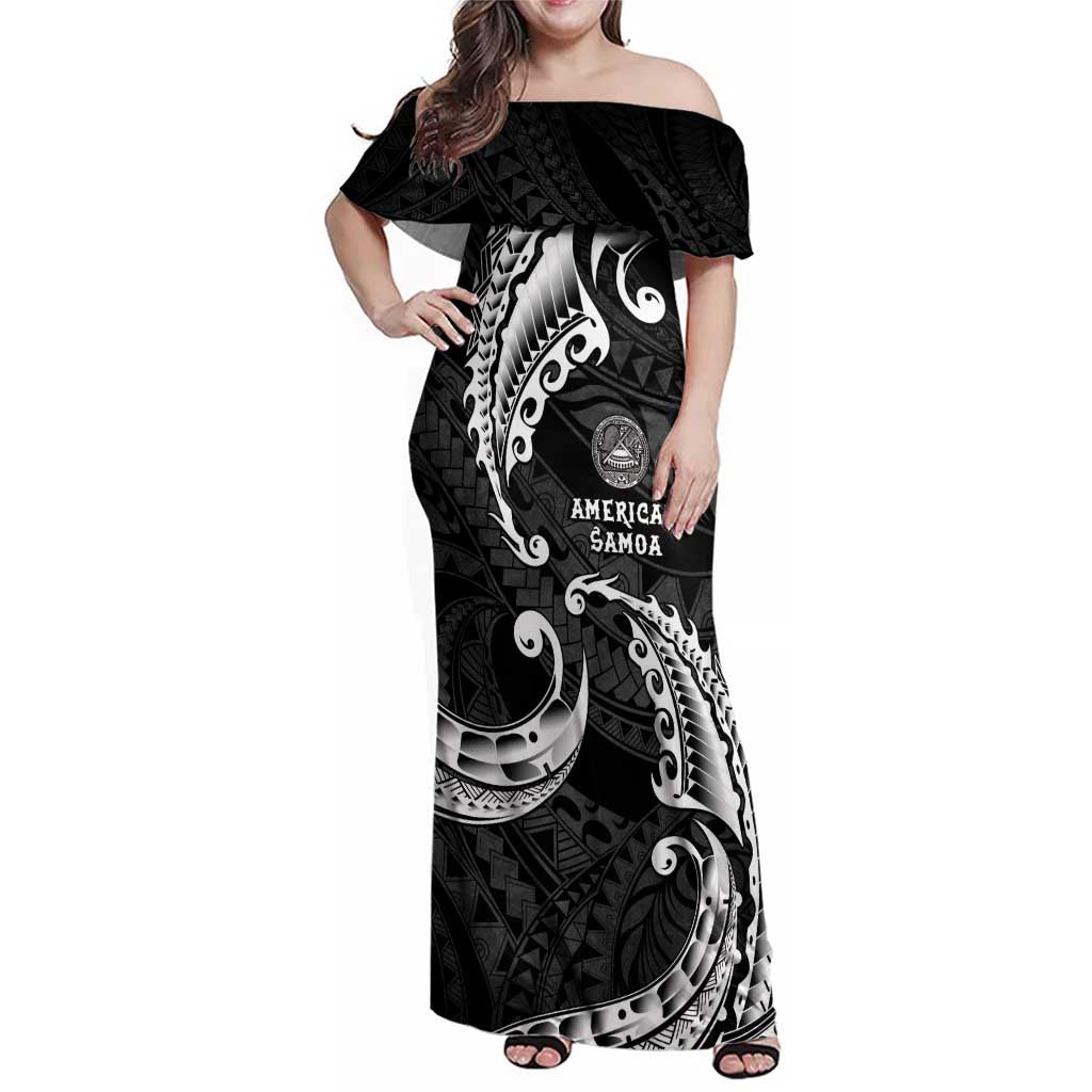 AAPI Heritage Month Family Matching Off Shoulder Maxi Dress and Hawaiian Shirt American Samoa Polynesian Tribal Wave