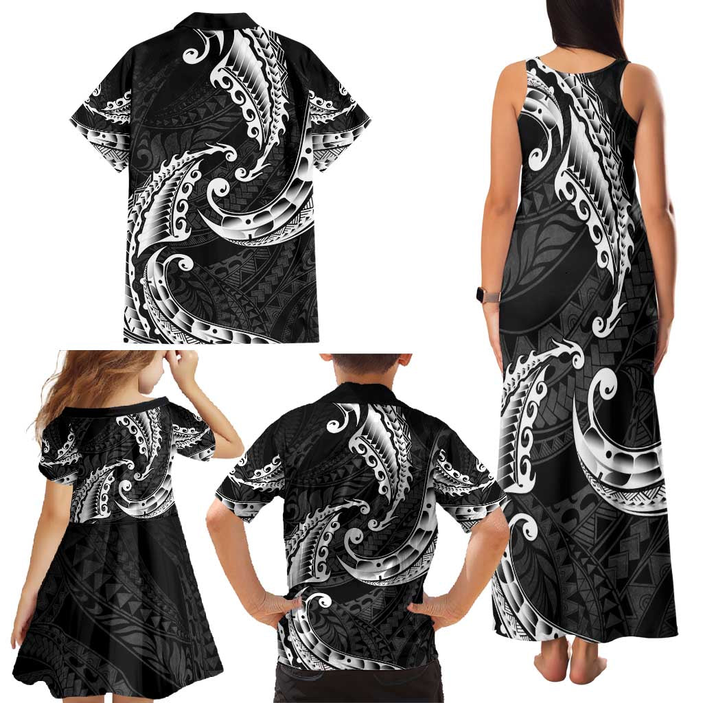 AAPI Heritage Month Family Matching Tank Maxi Dress and Hawaiian Shirt American Samoa Polynesian Tribal Wave