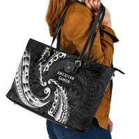 AAPI Heritage Month Leather Tote Bag American Samoa Polynesian Tribal Wave