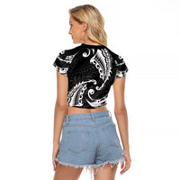 AAPI Heritage Month Raglan Cropped T Shirt American Samoa Polynesian Tribal Wave